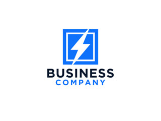 Line with Negative Space Flash Icon Thunder Bolt Electricity Logo.