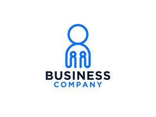 Connecting People Logo Line. Outline Shapes Human Icon Linked Style isolated on White Background. Usable for Teamwork and Family Logos.