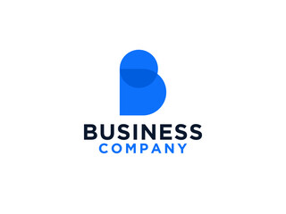Modern Initial Letter B Logo. Blue Square with Negative Space isolated on White Background. Usable for Business and Branding Logos.