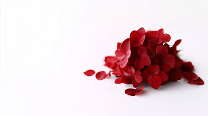 Red Hydrangeas on white background
