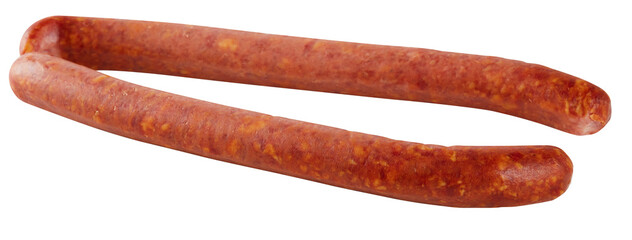 Fresh red Chinese sausage cut out isolated transparent background