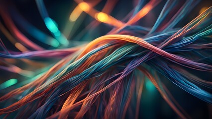 A colorful, abstract image of a wire with many different colors