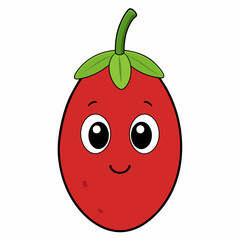 Goji berry cartoon isolated on white, goji berry vector illustration, fruti vector art, red Goji berry silhouette, food icon, goji berrys line art, eps
