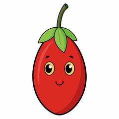 Goji berry cartoon isolated on white, goji berry vector illustration, fruti vector art, red Goji berry silhouette, food icon, goji berrys line art, eps