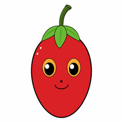 Goji berry cartoon isolated on white, goji berry vector illustration, fruti vector art, red Goji berry silhouette, food icon, goji berrys line art, eps