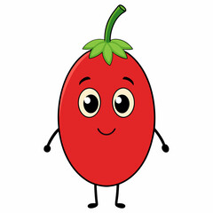 Goji berry cartoon isolated on white, goji berry vector illustration, fruti vector art, red Goji berry silhouette, food icon, goji berrys line art, eps