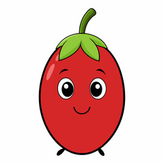 Goji berry cartoon isolated on white, goji berry vector illustration, fruti vector art, red Goji berry silhouette, food icon, goji berrys line art, eps