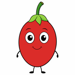 Goji berry cartoon isolated on white, goji berry vector illustration, fruti vector art, red Goji berry silhouette, food icon, goji berrys line art, eps
