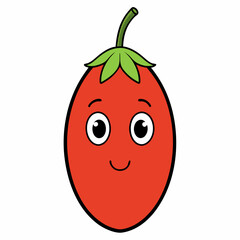 Goji berry cartoon isolated on white, goji berry vector illustration, fruti vector art, red Goji berry silhouette, food icon, goji berrys line art, eps