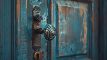 Fototapeta premium Close-up shot of a wooden door handle, useful for illustrations or design elements