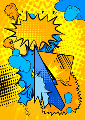 Cartoon Yellow and Blue background, comic book backdrop. Retro vector comics pop art design.