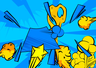 Cartoon Yellow and Blue background, comic book backdrop. Retro vector comics pop art design.