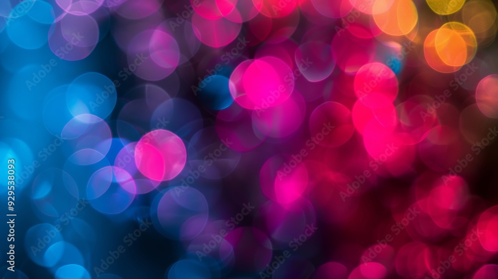 Poster blurry colorful lights creating an abstract pattern against a dark black backdrop