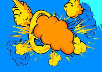 Cartoon Yellow and Blue background, comic book backdrop. Retro vector comics pop art design.