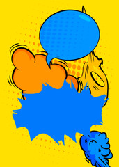 Cartoon Yellow and Blue background, comic book backdrop. Retro vector comics pop art design.