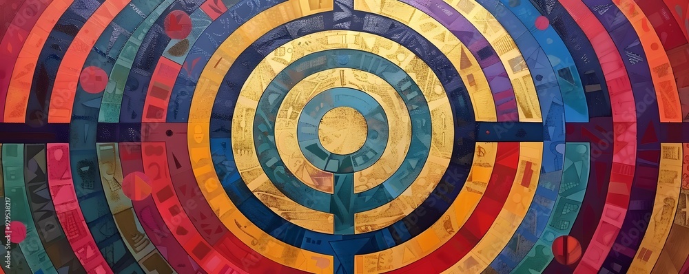 Poster abstract colorful mosaic with concentric circles