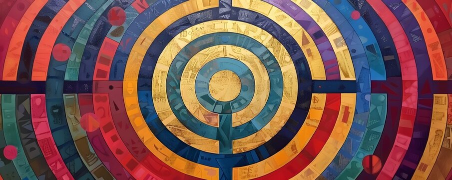 Abstract Colorful Mosaic with Concentric Circles - Powered by Adobe