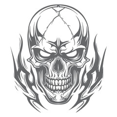 Monochrome Skull Illustration, Timeless Vintage Design
