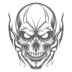 Monochrome Skull Illustration, Timeless Vintage Design