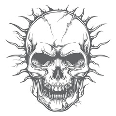 Monochrome Skull Illustration, Timeless Vintage Design