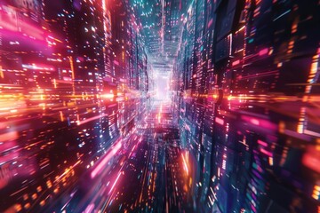 Obraz premium A cityscape with vibrant lights and bustling energy