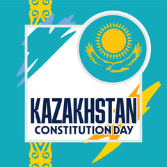 happy constitution day of kazakhstan with flag of kazakhstan