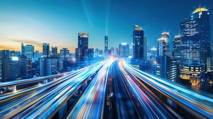 Fototapeta premium Cityscape with Light Trails