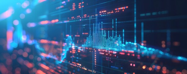 Fototapeta premium Abstract Digital Data Visualization with Blue and Red Lighting