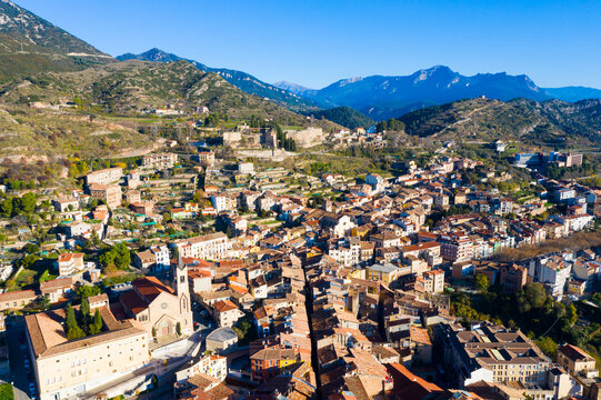 Aerial view of the city of Berga. Catalonia. Spain