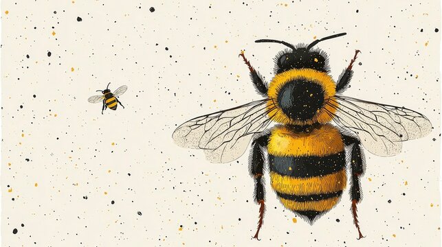 Bumble Bee Illustration with Specks