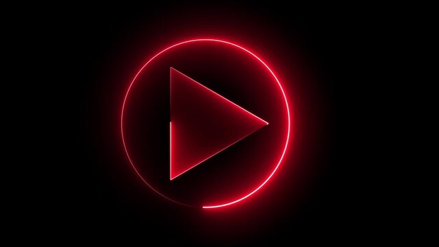 Video play button icon animation on background.