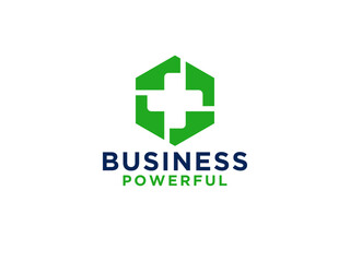 Obraz premium Healthcare Medical Logo. Square Line with Geometric Cross Sign Health Icon inside isolated on White Background.