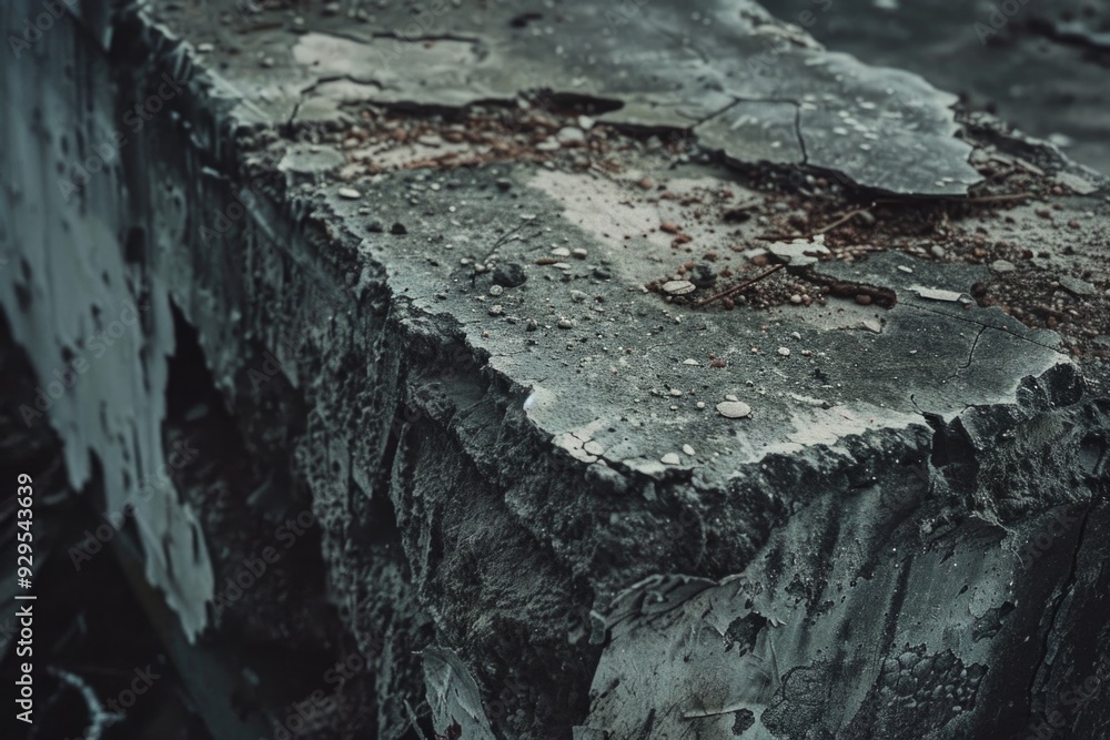 Poster a close-up shot of a broken or worn-out concrete fragment, perfect for use in architectural or const