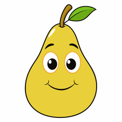 Pear cartoon isolated on white, pear vector illustration, pear vector art, pear silhouette, food icon, pears line art, eps
