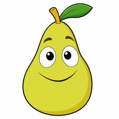 Pear cartoon isolated on white, pear vector illustration, pear vector art, pear silhouette, food icon, pears line art, eps
