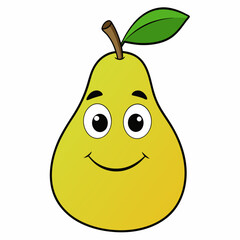 Pear cartoon isolated on white, pear vector illustration, pear vector art, pear silhouette, food icon, pears line art, eps
