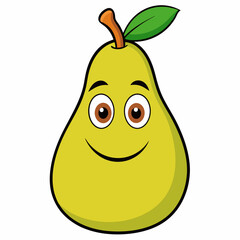 Pear cartoon isolated on white, pear vector illustration, pear vector art, pear silhouette, food icon, pears line art, eps
