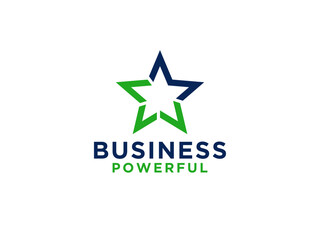 Star Logo Line. Geometric Line Five Star Icon with Right Arrow isolated on White Background. Usable for Business and Branding Logos.