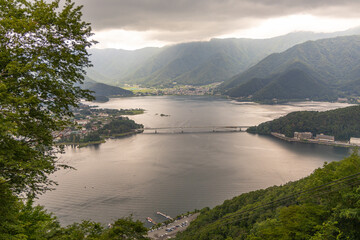 Lake Kawaguchi viewpoint from Mt. Fuji Panoramic Ropeway, Fujikawaguchiko, Minamitsuru District, Yamanashi, Japan