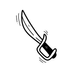 Hand Drawn Sword Illustration. Doodle Vector. Isolated on White Background - EPS 10 Vector