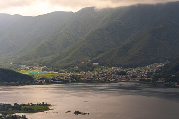Lake Kawaguchi viewpoint from Mt. Fuji Panoramic Ropeway, Fujikawaguchiko, Minamitsuru District, Yamanashi, Japan