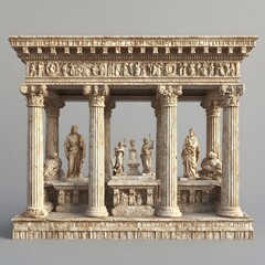 Fototapeta premium 78. A 3D model of an ancient Greek altar with detailed carvings and religious artifacts