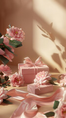 Delicate pink flowers with artistic soft lighting in close-up