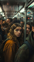 Fototapeta premium Urban Crowd in a Subway, Evening Commute, Busy Atmosphere