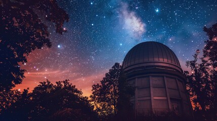 Obraz premium Visit an Observatory: Check out a nearby observatory during its evening hours. Look through telescopes to see celestial objects and enjoy a night of stargazing. 