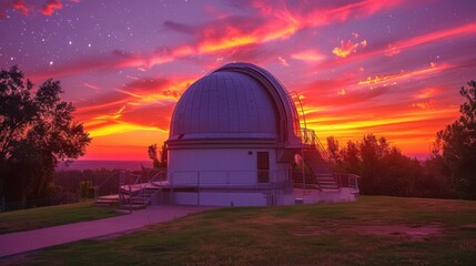 Obraz premium Visit an Observatory: Explore a local observatory in the evening for a chance to view stars and planets through high-powered telescopes. A perfect outing for astronomy enthusiasts. 