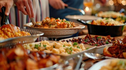 Potluck Dinner: Organize a potluck dinner with friends, where each guest contributes a dish. Delight in a variety of flavors and the joy of sharing good food together.
