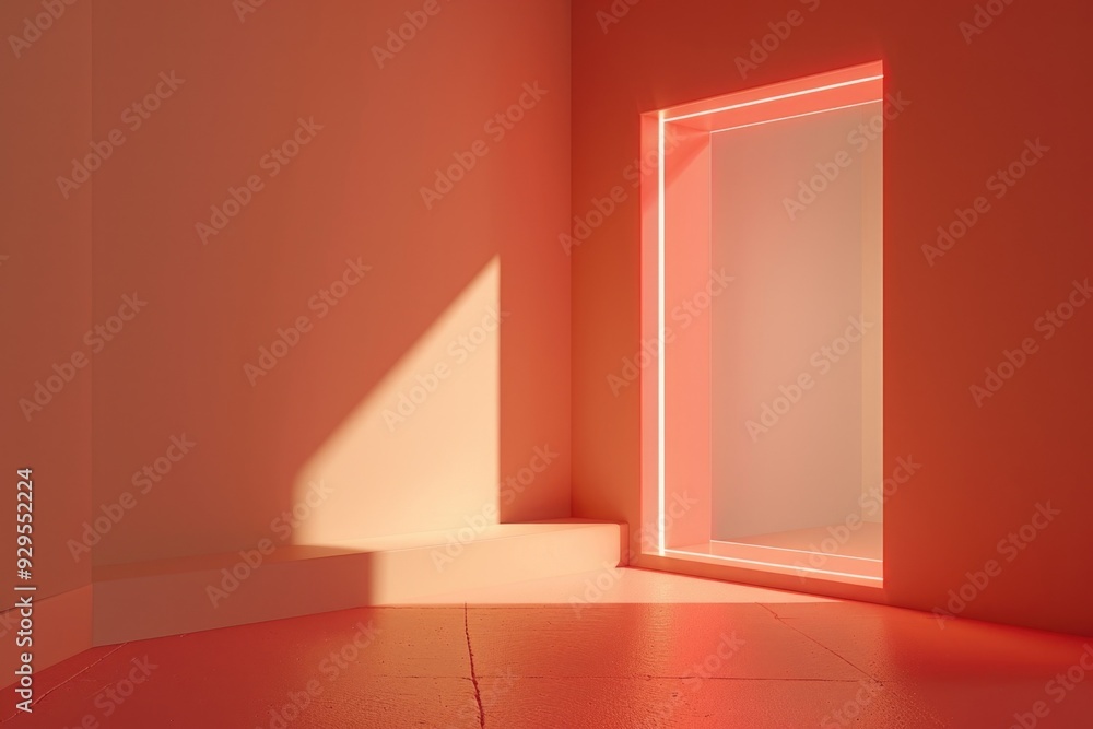 Poster a simple empty room with natural light streaming in from the window
