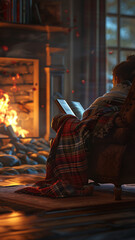 Modern apartment building with warm lighting