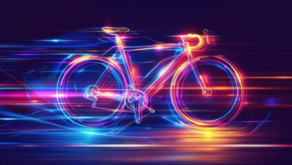 Fototapeta premium Neon Bike in Motion, Abstract Speed Art
